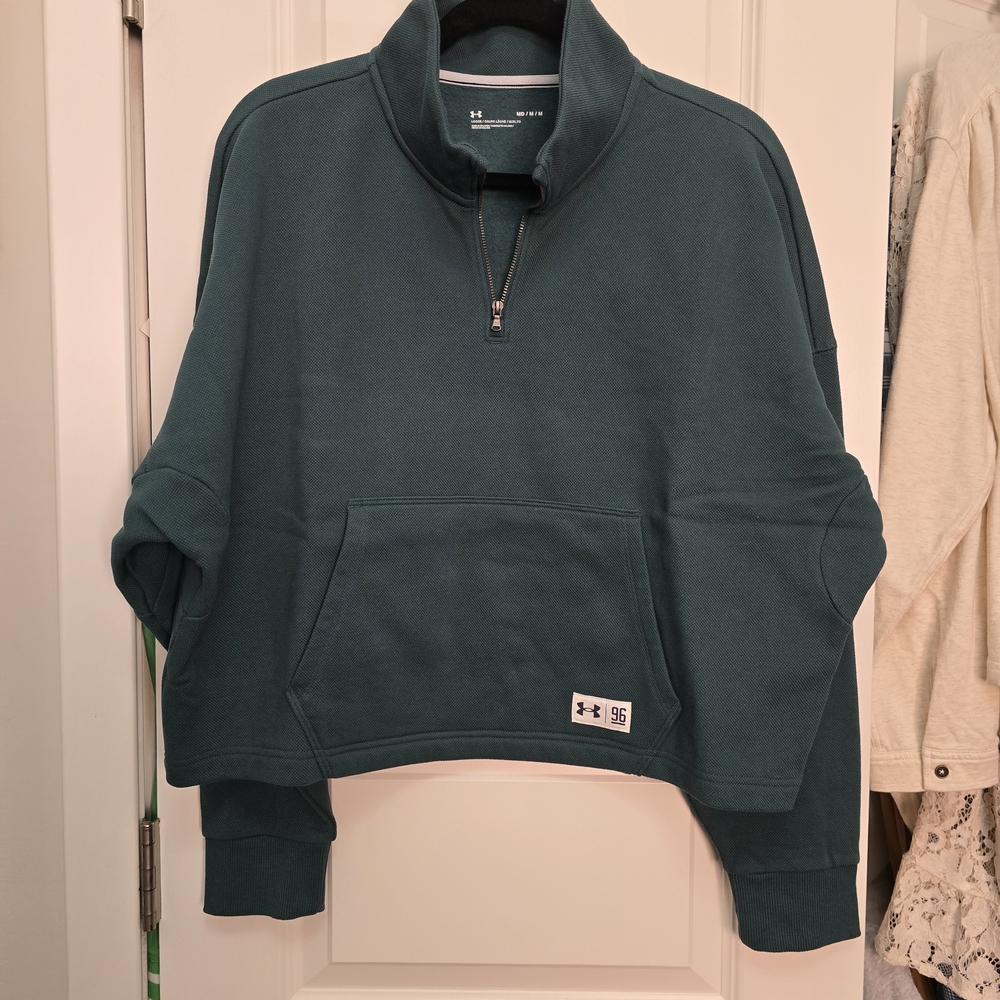 Under Armour Teal Quarter Zip Front Pocket Sweater
